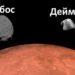 Фобос, Деймос, спутники, сателлиты, Марс, планета, космос, иллюстрация
